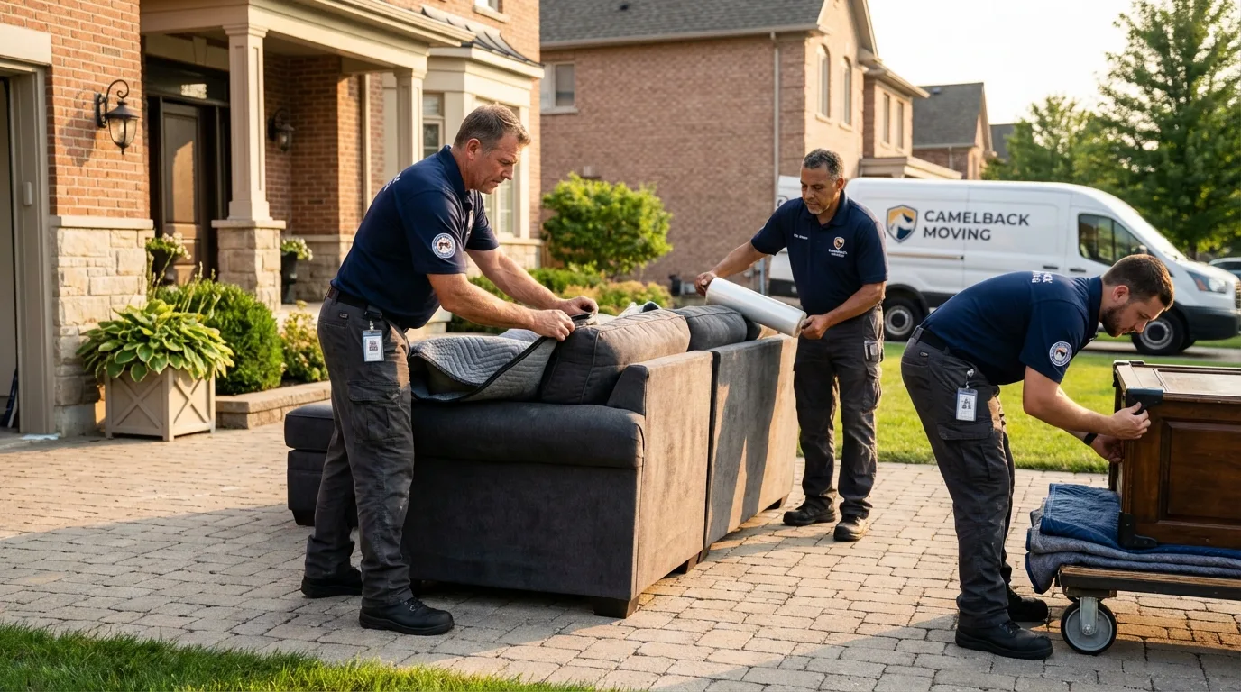 Large estate moving crew wrapping furniture in Bellmawr, NJ